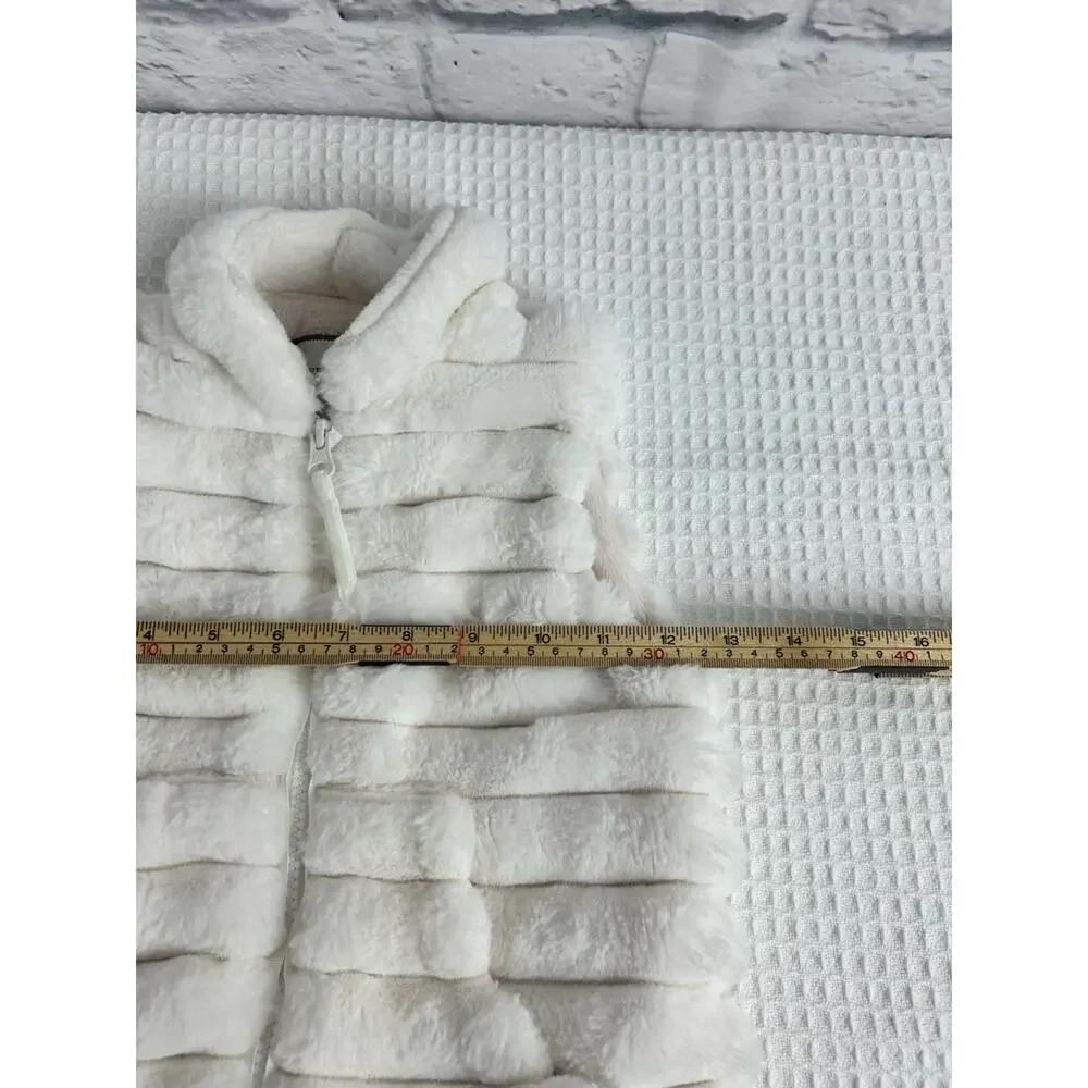 American Widgeon Girls Size 3 Ivory Faux Fur Hooded Zip Vest